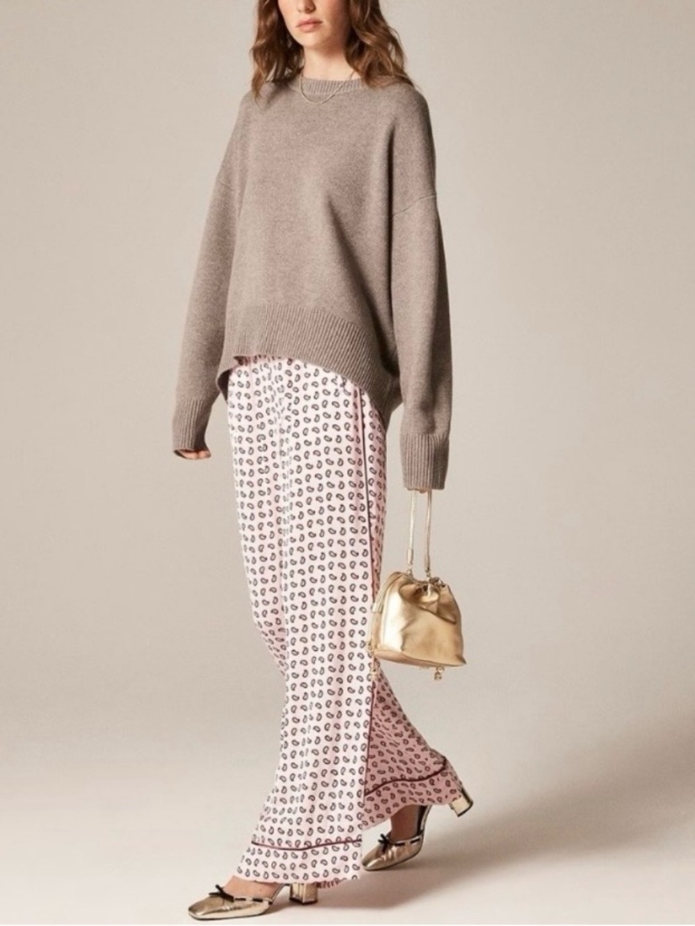 🍁J. Crew Viscose Pant “Cosmo” cuffed pant paisley print Pink S #CQ269 2025 NWT